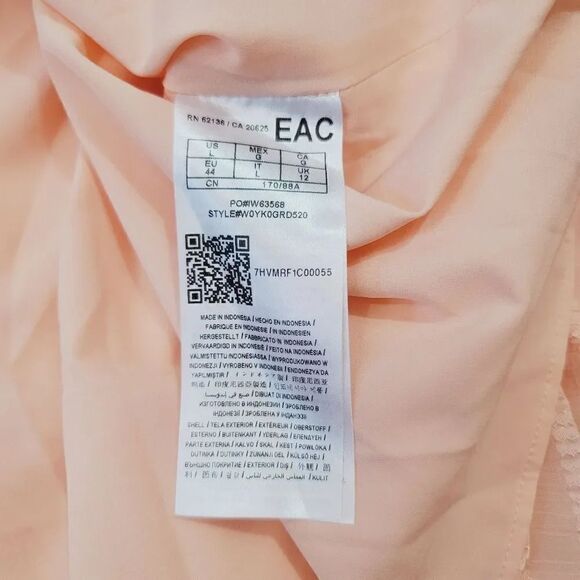 NEW Guess Sheer Chiffon Corset Bardot Milkmaid Peasant Mini Dress in Peach Large - Picture 8 of 13